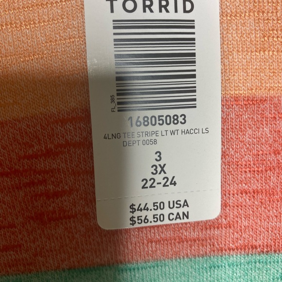 Torrid Sleep Knit Top Womens Sz 3X Multicolor Striped Long Sleeve Ribbed Cuffs - Picture 6 of 7